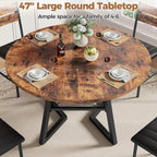 IRONCK Round Dining Table for 4, Kitchen Table with Large Storage Shelf