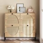 IRONCK Rattan Shoe Cabinet Storage with 4 Flip Drawers