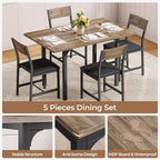 IRONCK Dining Table Set for 4, Extendable Kitchen Table Chairs Set of 4