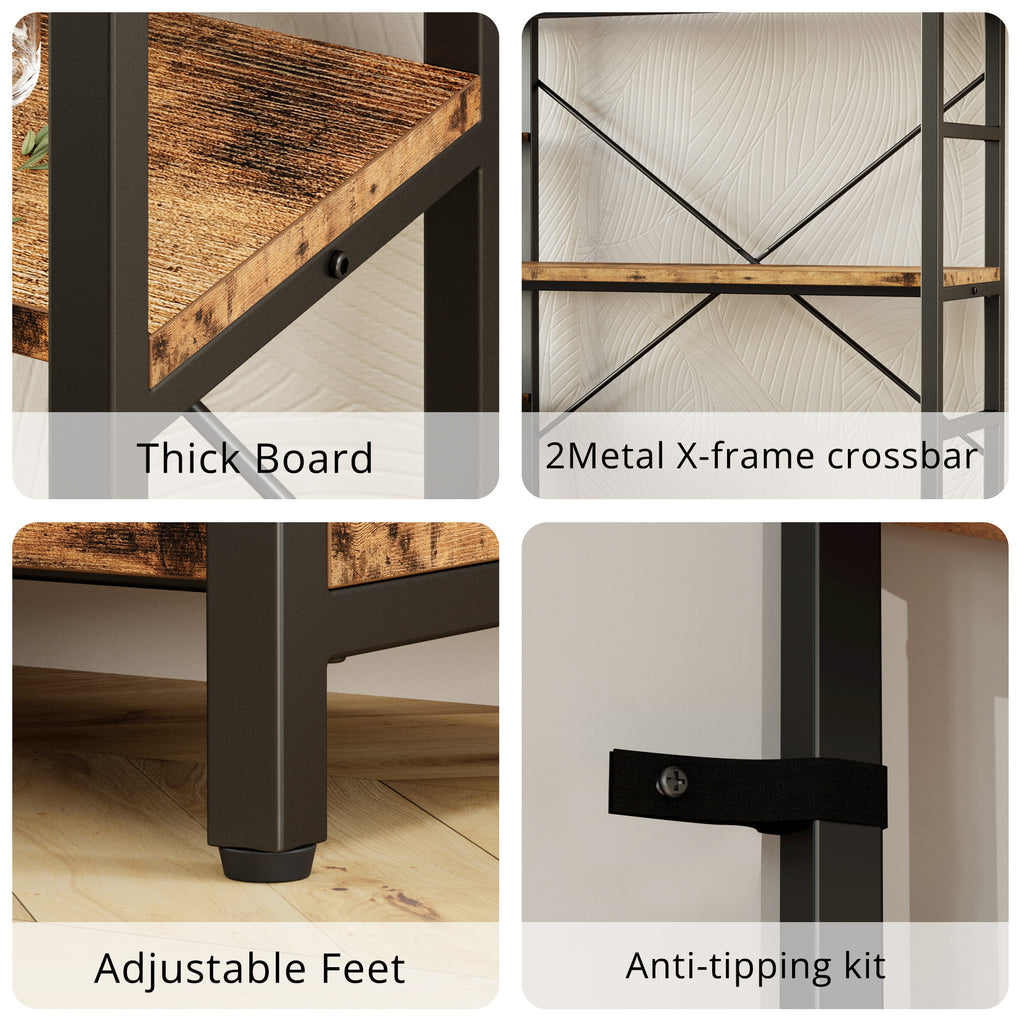 【HOT】5-Tiers Corner Bookcase with Curved Panels