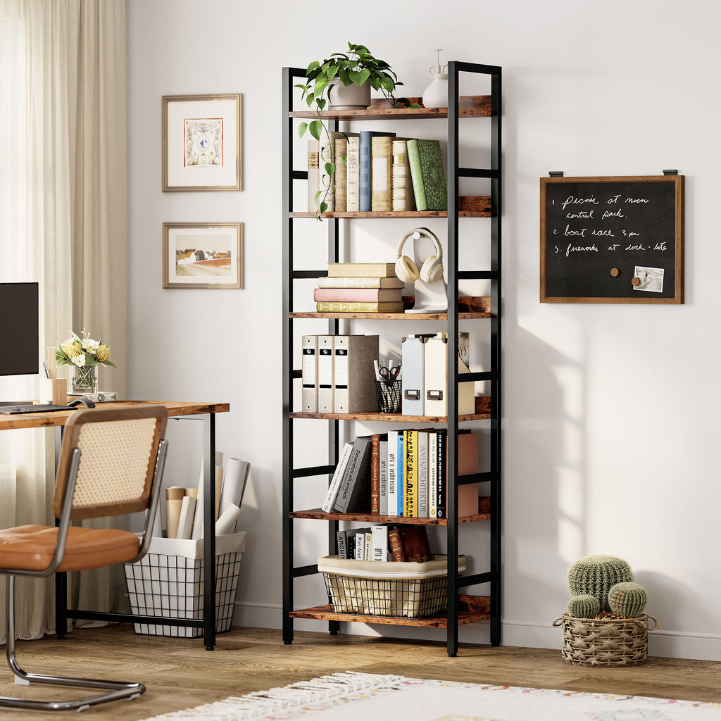 Industrial Bookshelf with Adjustable Shelves