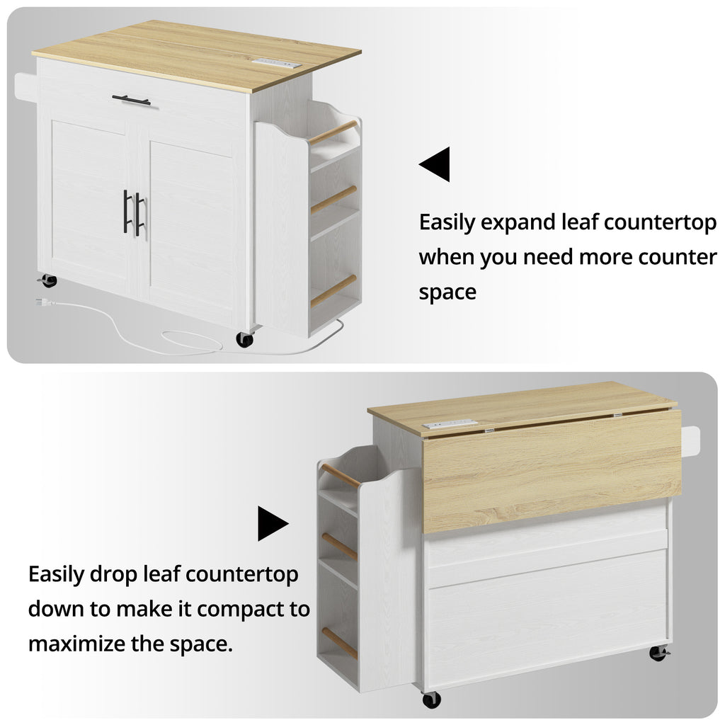 Rolling Kitchen Island with 3 open drawers