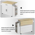 Rolling Kitchen Island with 3 open drawers