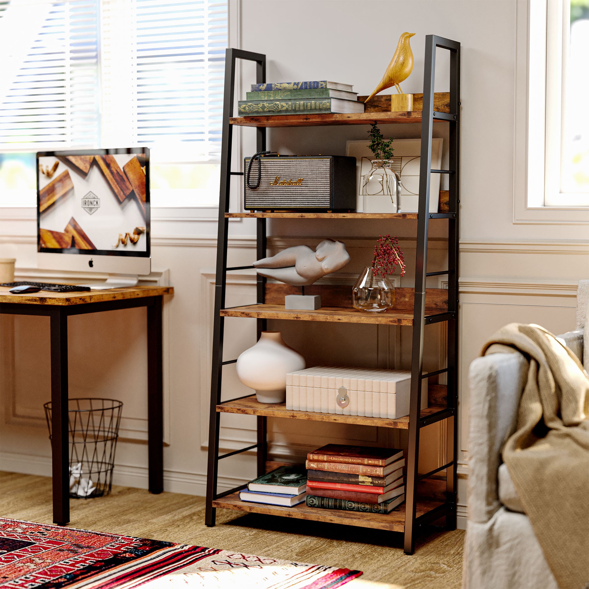 Industrial ladder outlet shelf