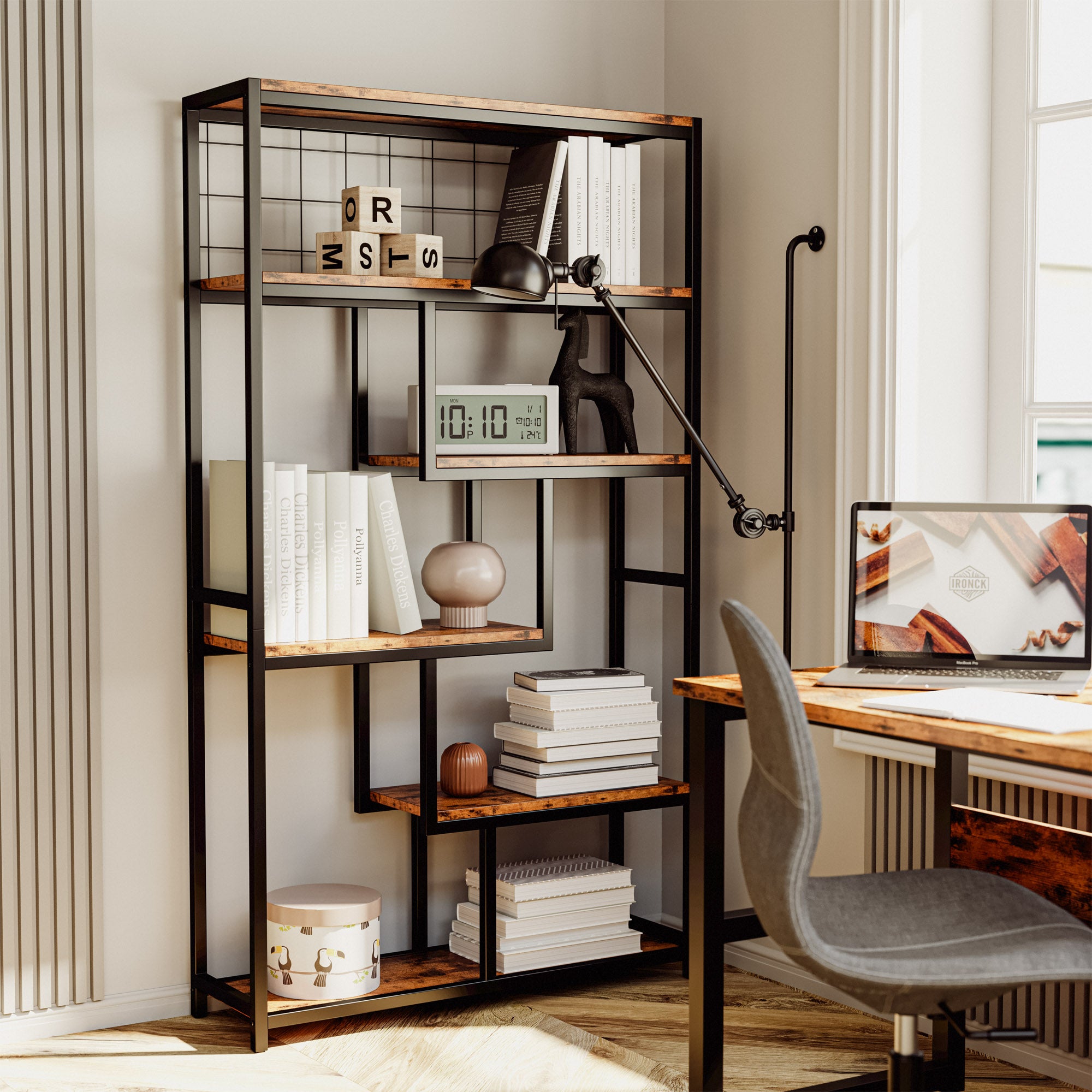 6 shelf store wood bookcase