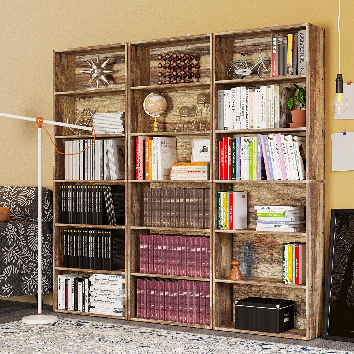 6 Tier Bookshelf Industrial Brown