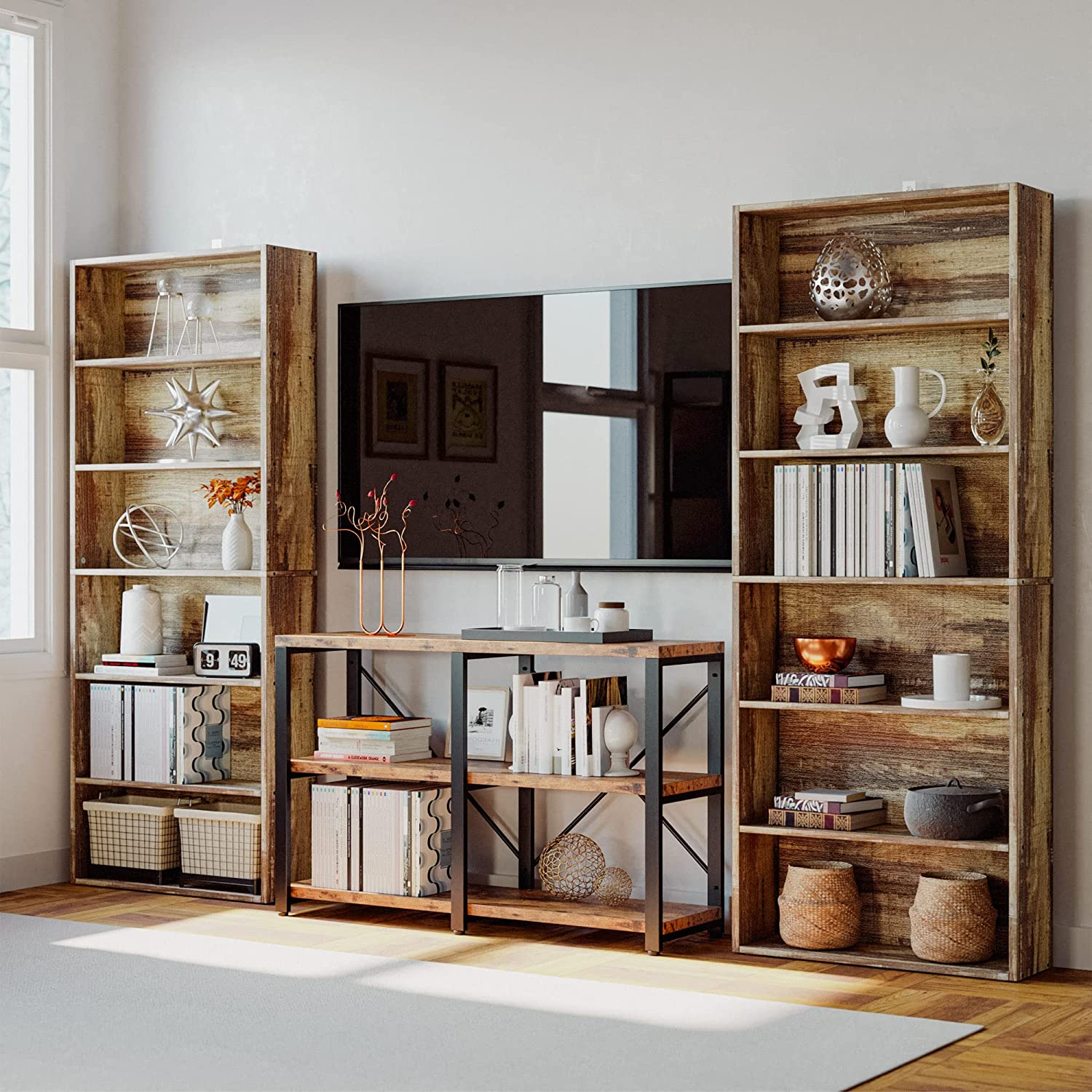 6 Tier Bookshelf Industrial Brown