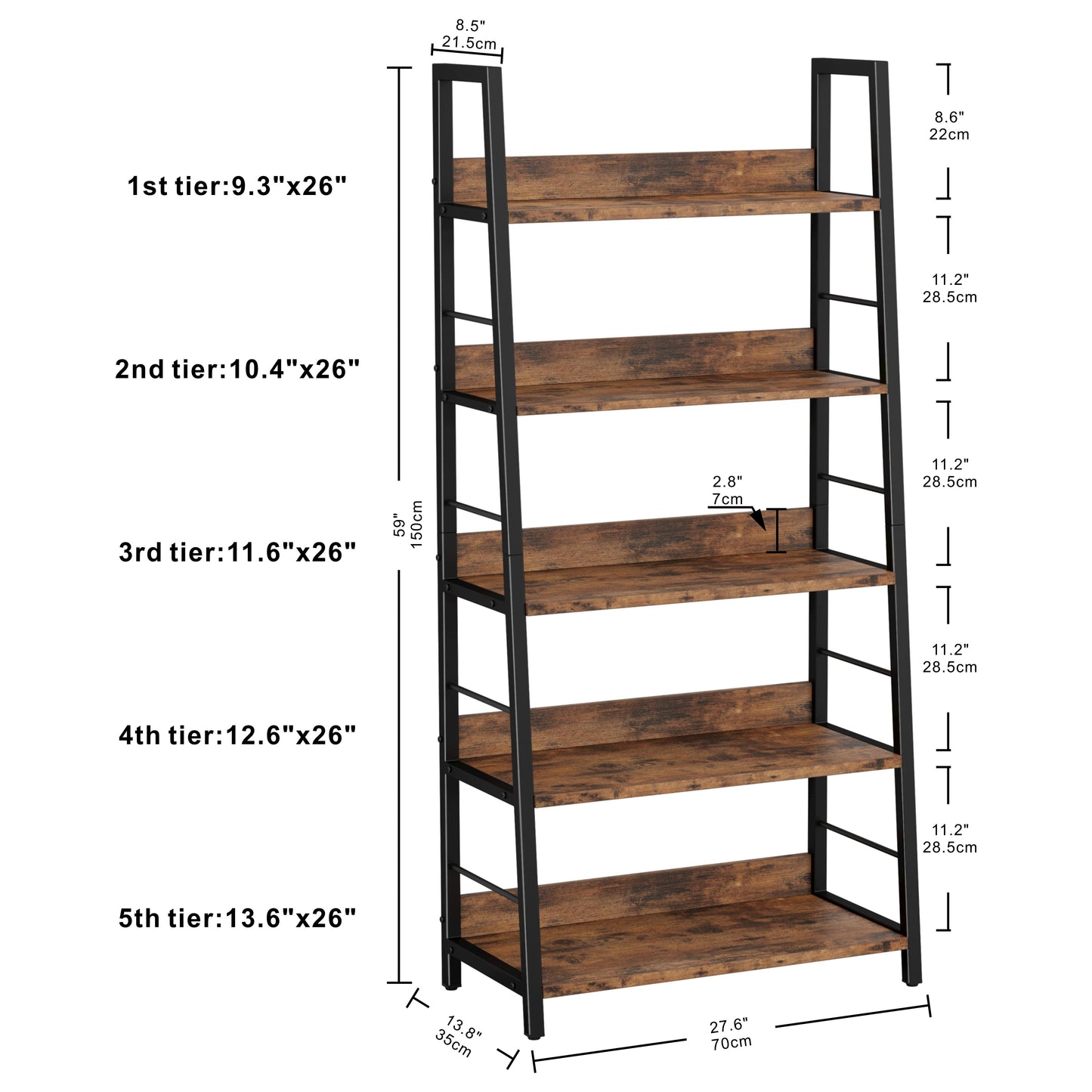 5-Tier Stylish Ladder Shelf
