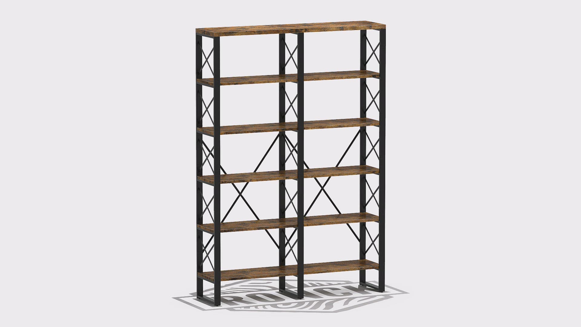 【HOT】76'' Double Wide Bookshelf Vintage Brown