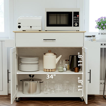 Rolling Kitchen Island with 3 open drawers