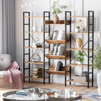 Triple Wide 5 Tiers Stylish Bookshelf