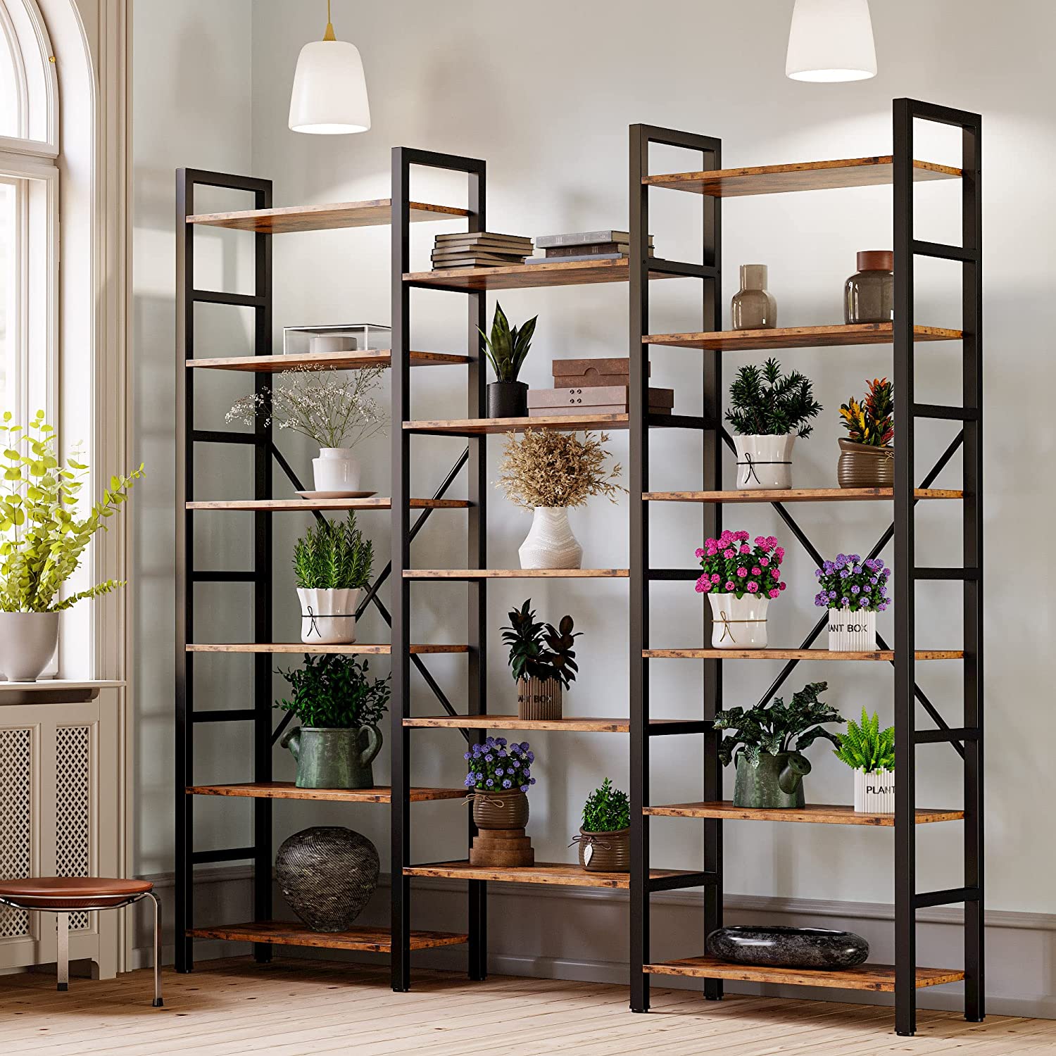 Triple Wide Bookshelves- 6 Tiers