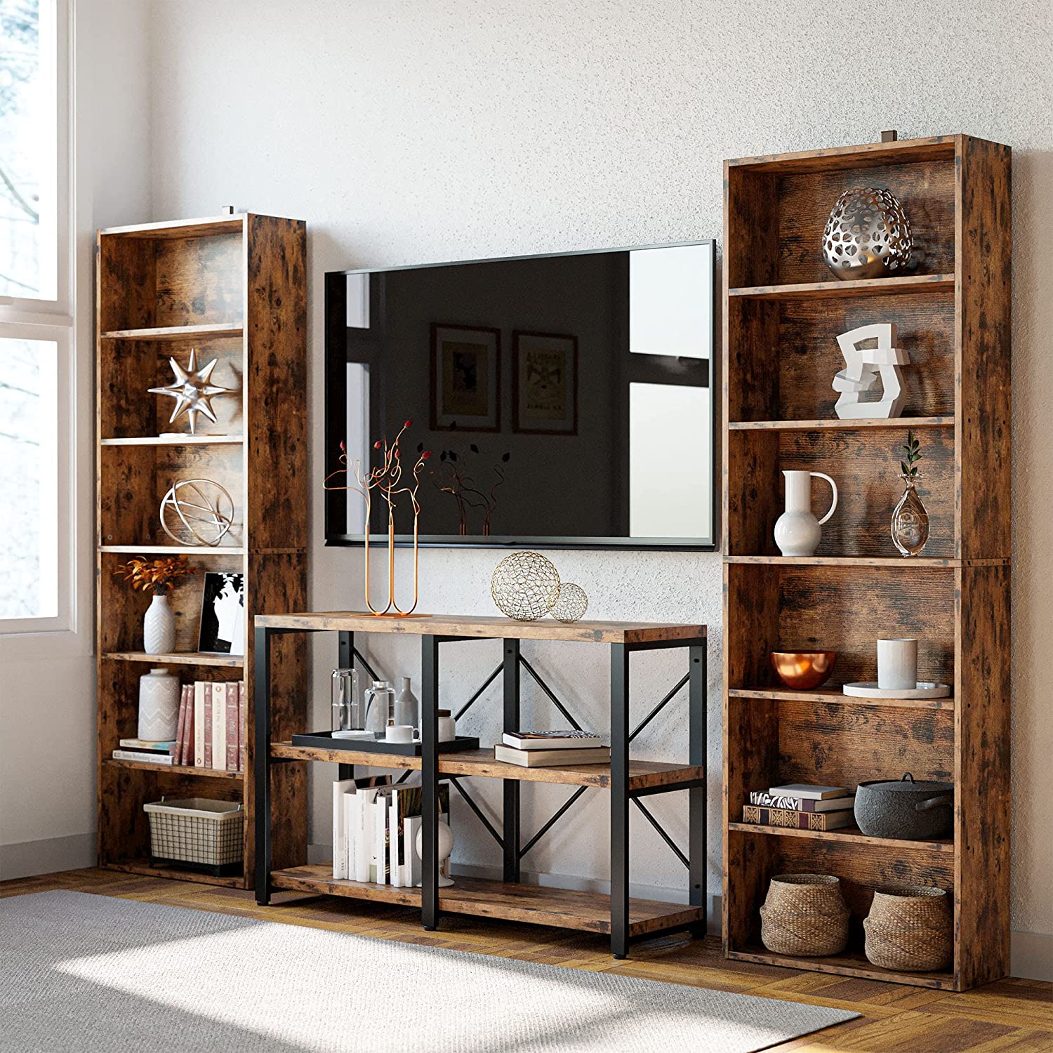 6 Tier Bookshelf Vintage Brown