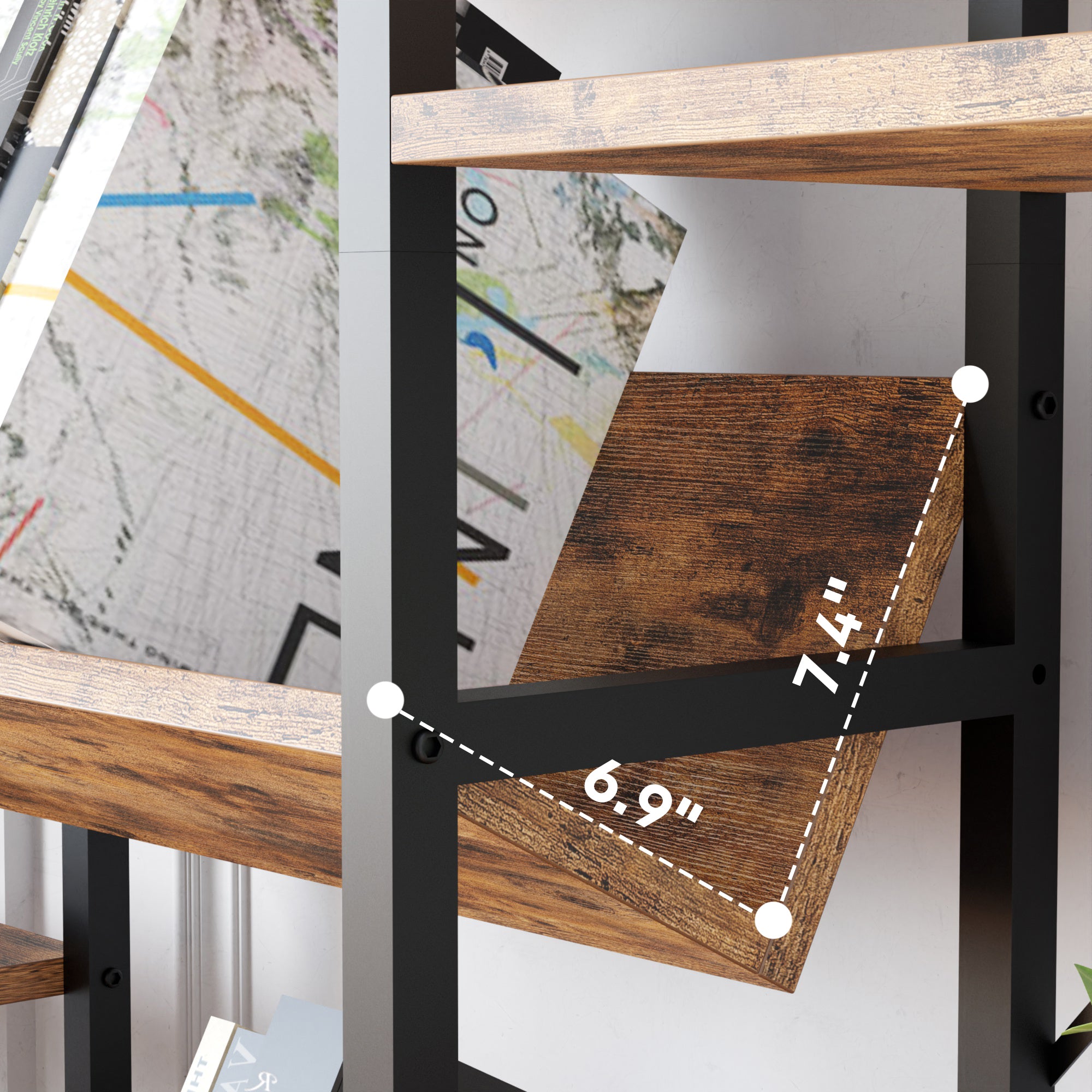Triple Wide 5 Tiers Stylish Bookshelf