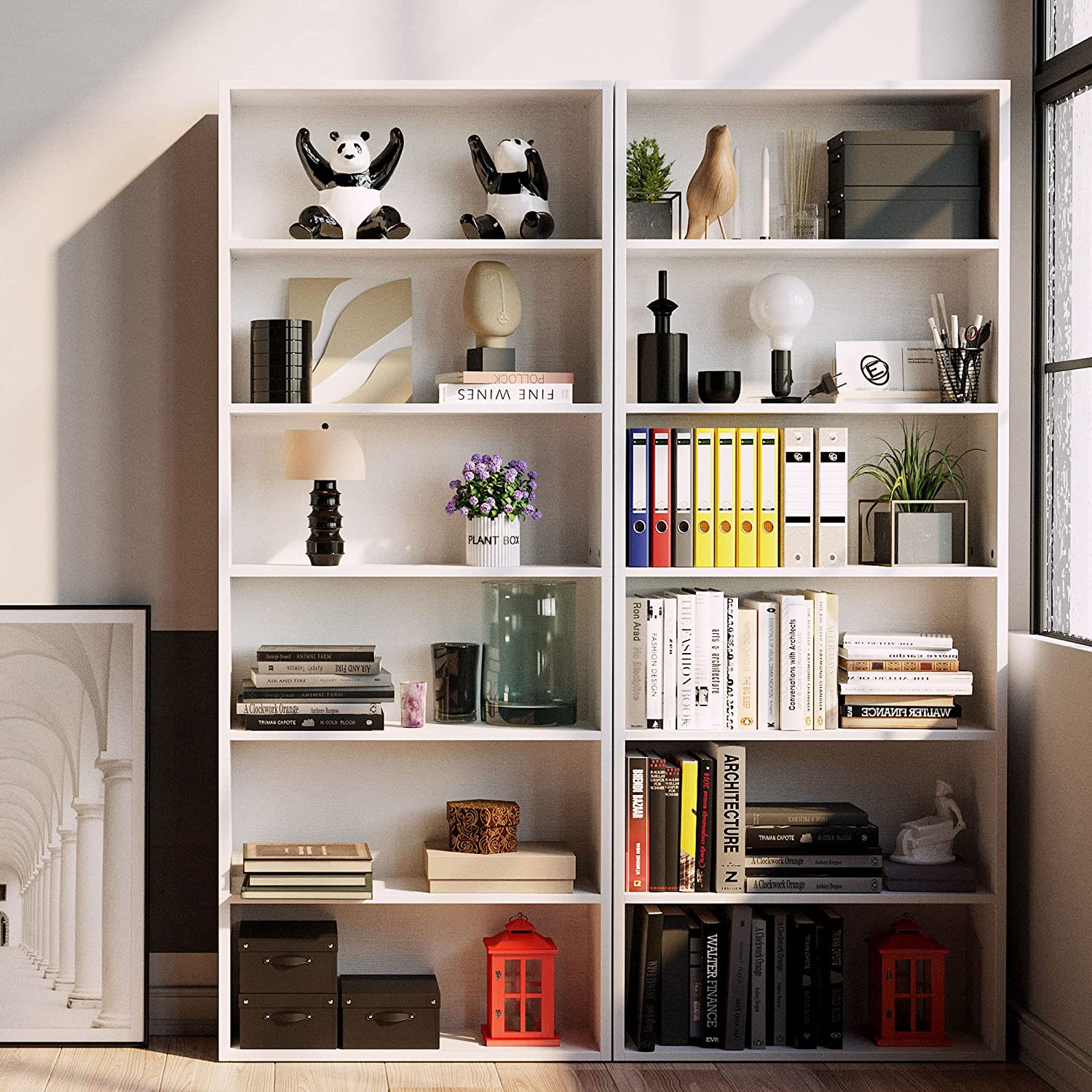 6 Tier Bookshelf Industrial White