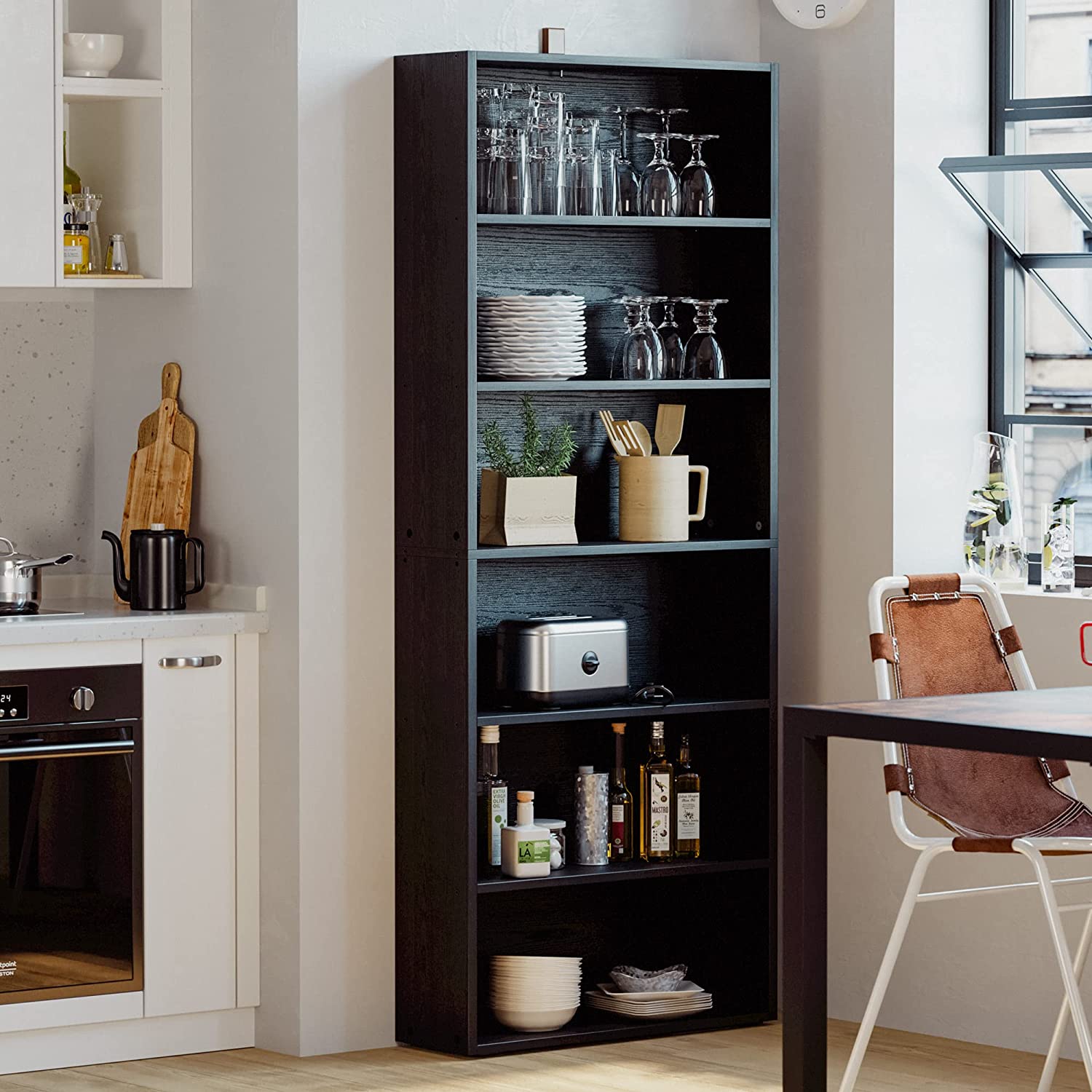 6 Tier Bookshelf Vintage Black