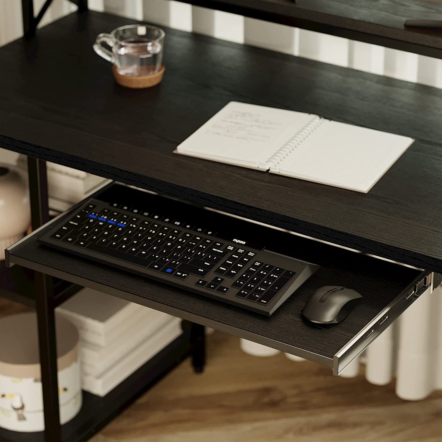 Computer Desk with Monitor Shelf- Black