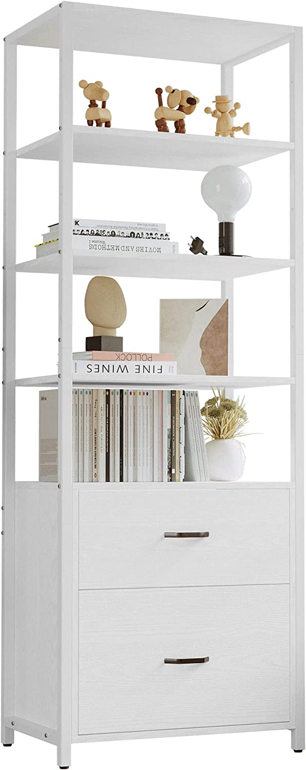 Industrial Bookcase with File Cabinet Drawers