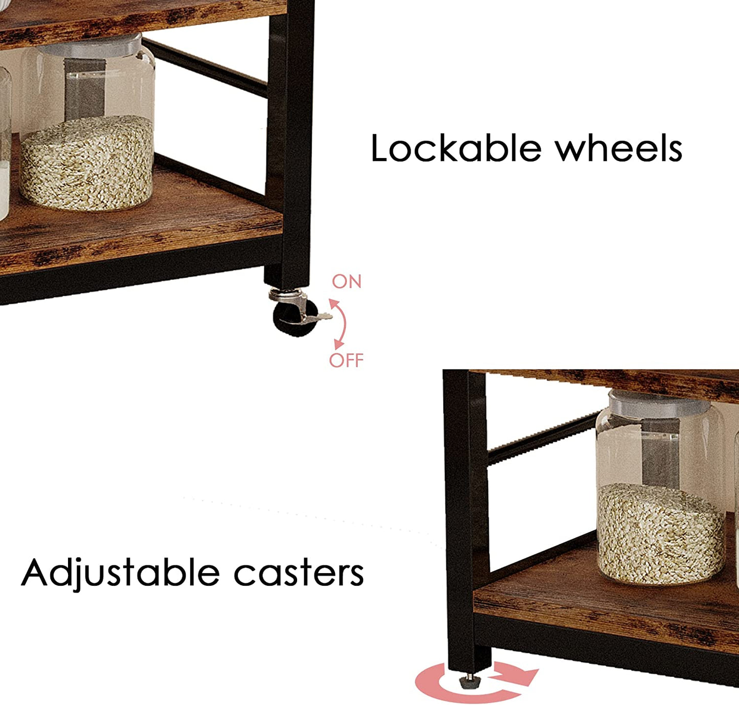 Bakers Rack Microwave Stand with Power Outlets