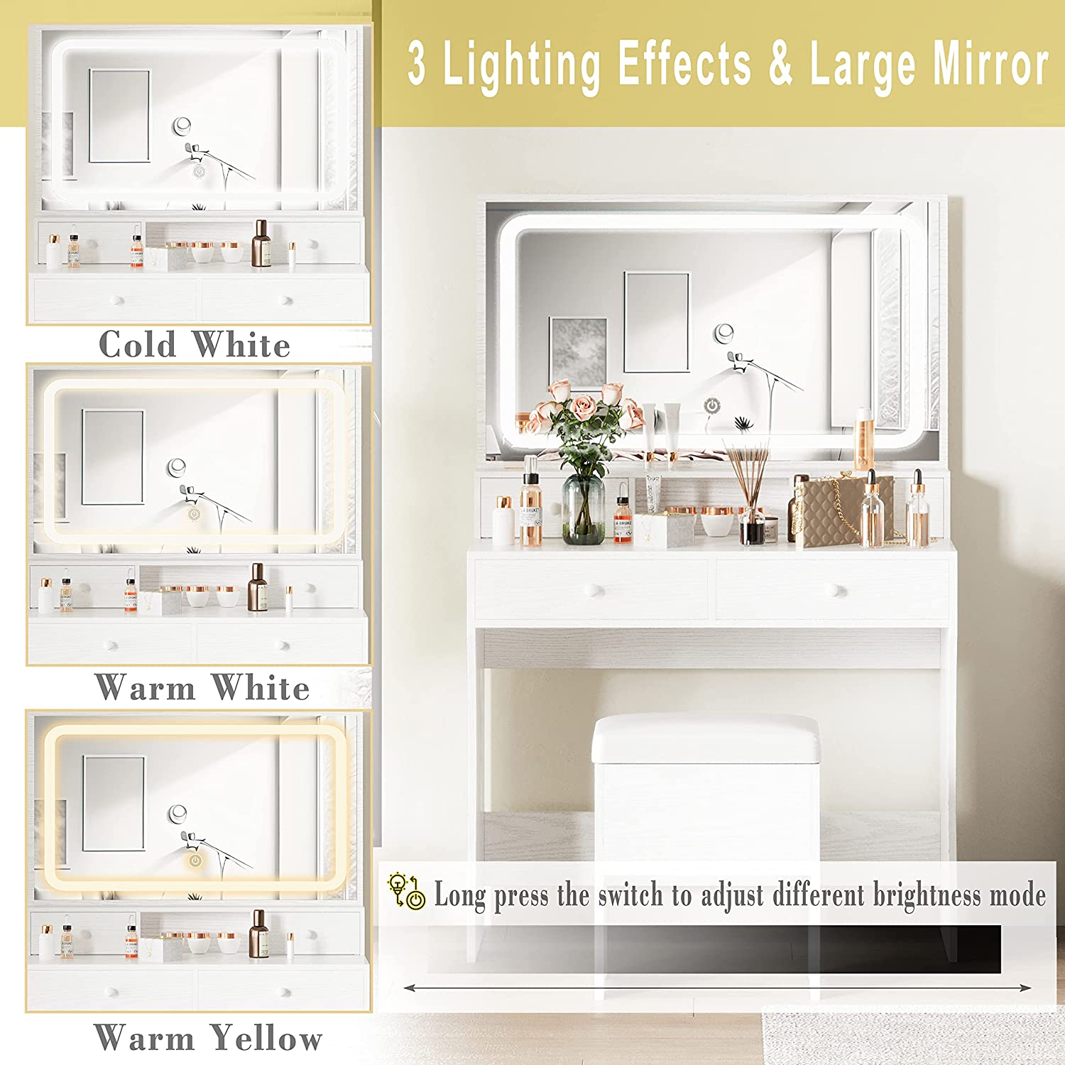 Led Makeup Mirror Lights Diy, Led Vanity Makeup Lamp For Dressing Table  Mirror Bath Mirror Lamps With Usb Power Cable - 42leds | Fruugo IE