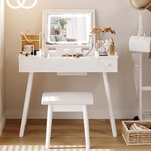 【HOT】Flip Top Makeup Vanity Table