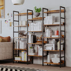 Triple Wide Bookshelf 5 Tiers with Baffles